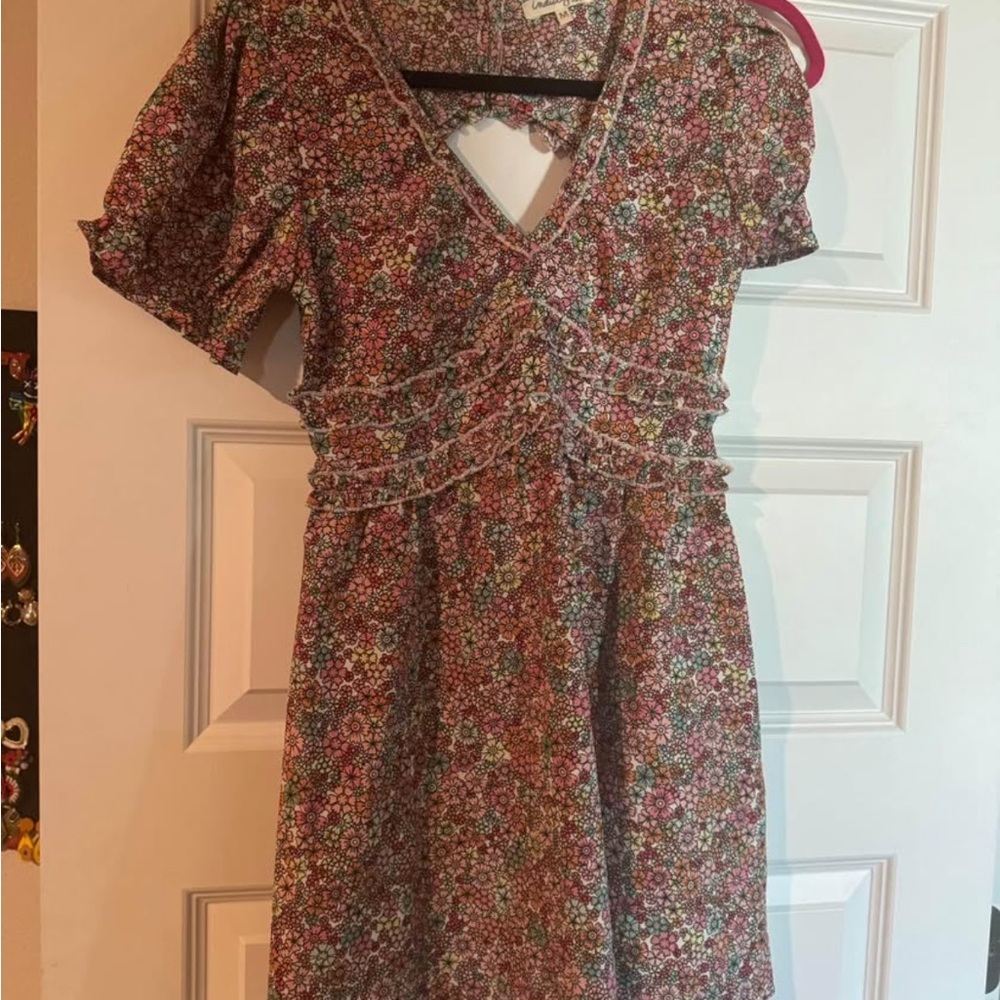 Floral V-Neck Open Back Dress
